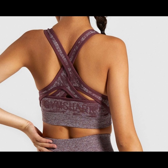 Gymsharks CAMO SEAMLESS SPORTS BRA Berry red M - Picture 2 of 5